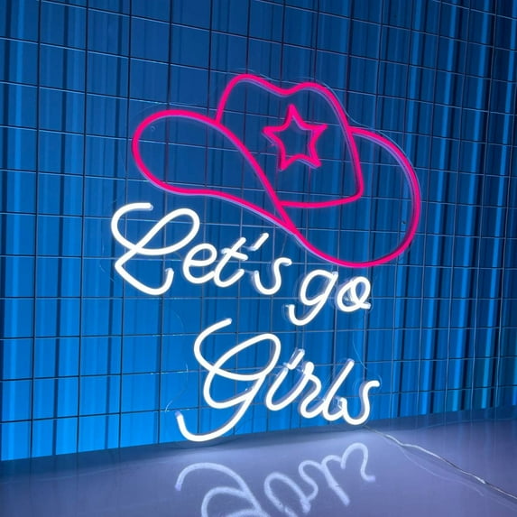 Glowneon Let's Go Girls, Cowgirl Neon Sign, Retro Long-Lasting Decor