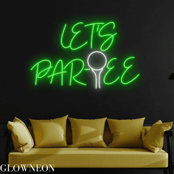 Glowneon Let's Partee Neon Sign, Golf Led Sign, Golf Club Wall Decor