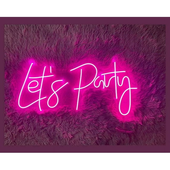 Glowneon Let's Party Neon Sign, Pool Birthday Par Pub Decor
