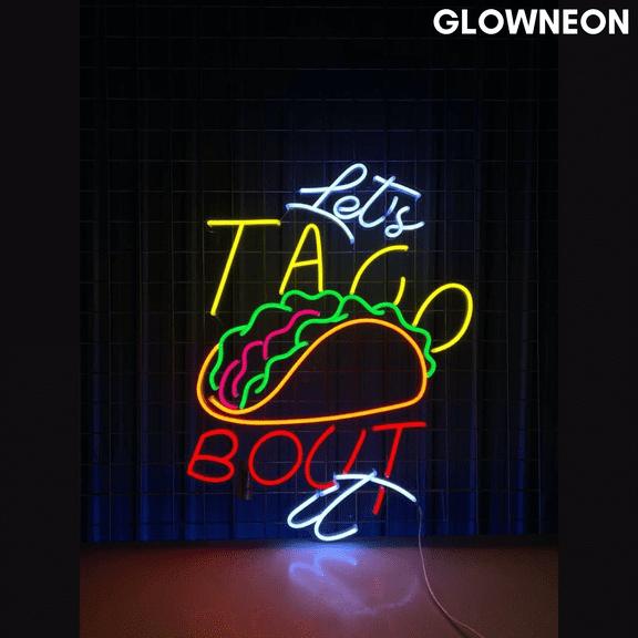 Glowneon Let's Taco Bout It Neon Sign, Mexican Tacos Store Led Sign
