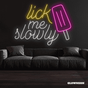 Glowneon Lick Me Slowly Neon Sign, Ice Cream Store, Ice Cream Signs