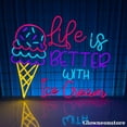 thumbnail image 1 of Glowneon Life Is Better With Ice Cream Neon Sign, Ice Cream Led Sign, Ice Cream Shop Decor, 1 of 3