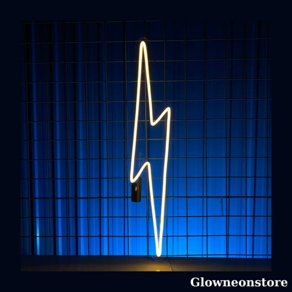 Glowneon Lightning Bolt Neon Sign, Lightning LED Sign, Lightning Bolt Wall Decor, Lightning LED