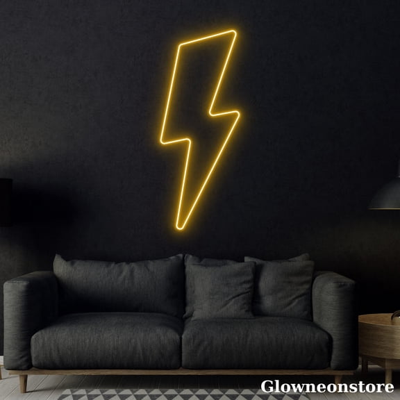 Glowneon Lightning Bolt Neon Sign, Lightning Led Sign, Lightning Bolt Wall Decor, Kid Room Decor