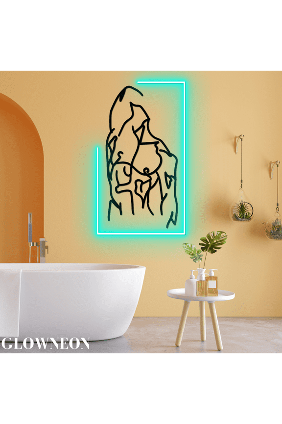 Line Art Body Building Man Wall Decor, Muscle Man Led Lights