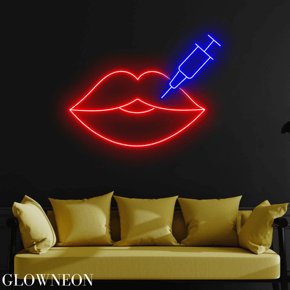 Glowneon Lip Botox Filler Led Light, Injection Beauty Spa Neon Signs