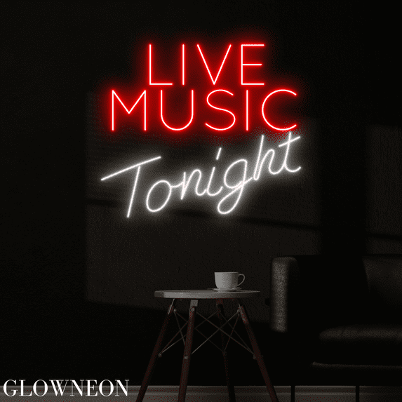 Glowneon Live Music Tonight Signboard For Music Acoustic Neon Decor