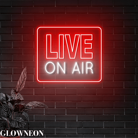 Glowneon Live On Air Neon Sign, Live Music Led Sign, Music On Air Art
