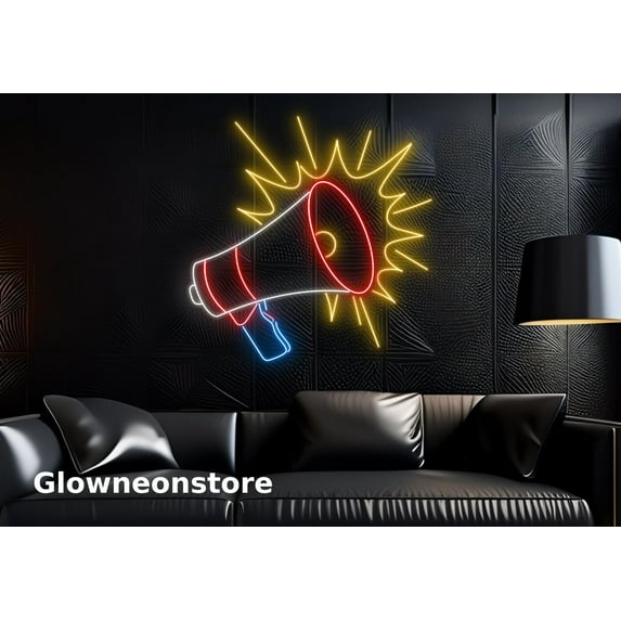 Glowneon Loudspeaker Neon Sign, Loudspeaker Neon Light, Loudspeaker Led Sign, Speaker Decor