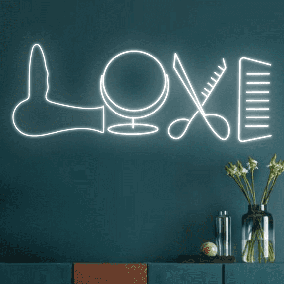 Glowneon Love Beauty Salon Neon Sign, Hair Salon Hair Spa Wall Decor