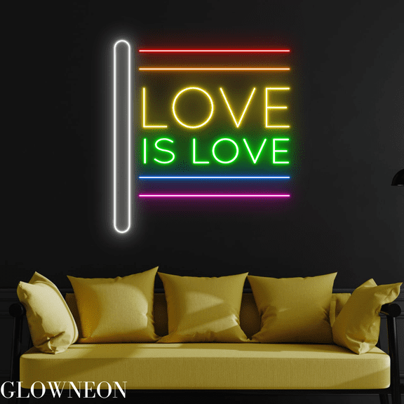 Glowneon Love Is Love Neon Sign, Pride Love Led Sign, Pride Flag Art