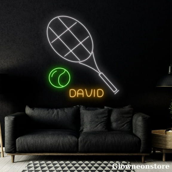 Glowneon Love Tennis Neon Sign, Tennis Racket Led Sign, Tennis Player Room Decor, Tennis Shop Decor