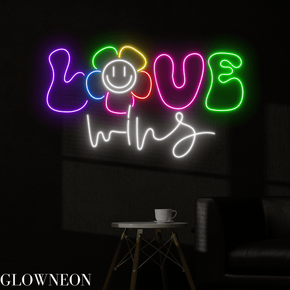 Glowneon Love Wins Neon Sign, Love Wins Led Sign, Bedroom ?Neon Decor