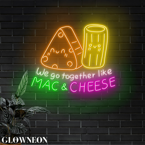 Glowneon Mac & Cheese Led Sign, Macaroni & Cheese Restaurant Wall Art