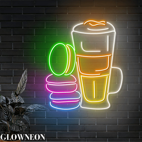 Glowneon Macchiato Macarons Neon Light, Macaron Coffee Shop Led Light