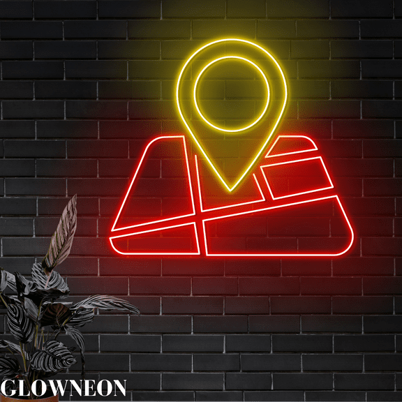 Glowneon Mapping Neon Sign, Map Led Sign, Map Direction Wall Decor
