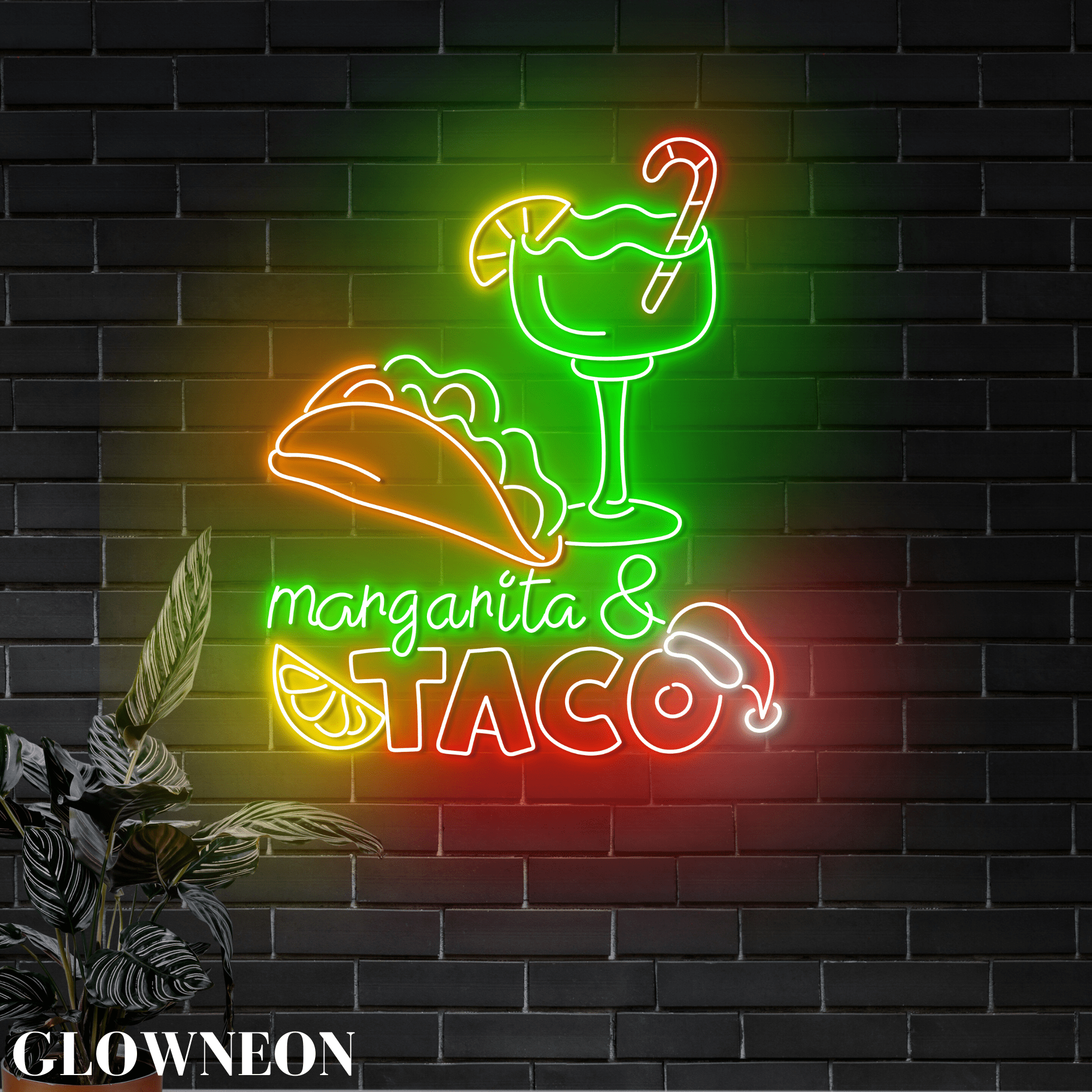 Glowneon Margarita & Taco Christmas Led Sign, Mexican Restaurant Sign ...