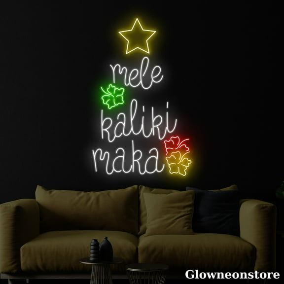 Glowneon Mele Kalikimaka Neon Sign, Merry Christmas Led Sign, Hawaiian Neon Sign, Christmas Décor