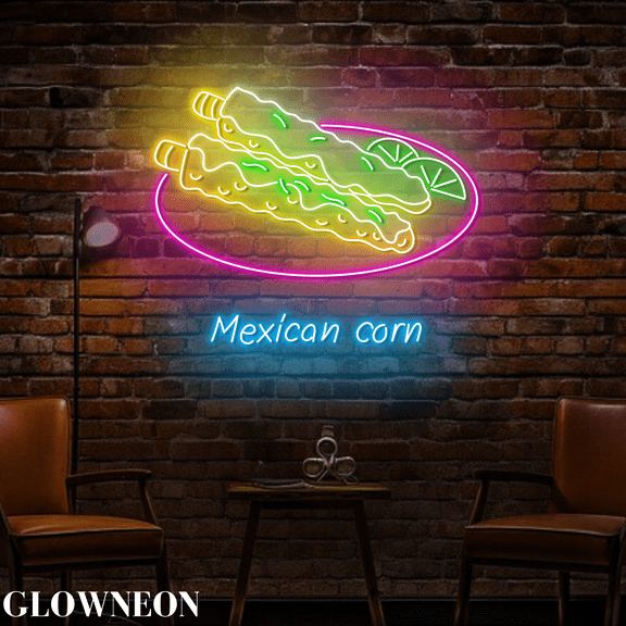 Glowneon Mexican Corn Neon Light, Mexican Elote Restaurant Wall Decor