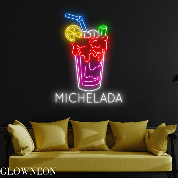 Glowneon Michelada Cocktail Neon Sign, Michelada Led Sign, Bar Decor