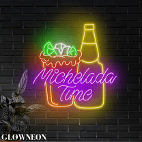 Glowneon Michelada Time Neon Lights, Mexican Michelada Cocktail Decor