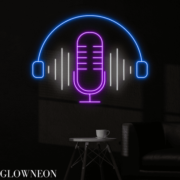 Glowneon Micro Headphone Neon Sign, Micro Headphone Shop Led Sign