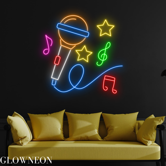 Glowneon Micro Neon Sign, Micro Musical Note Led Sign, Music Club Art