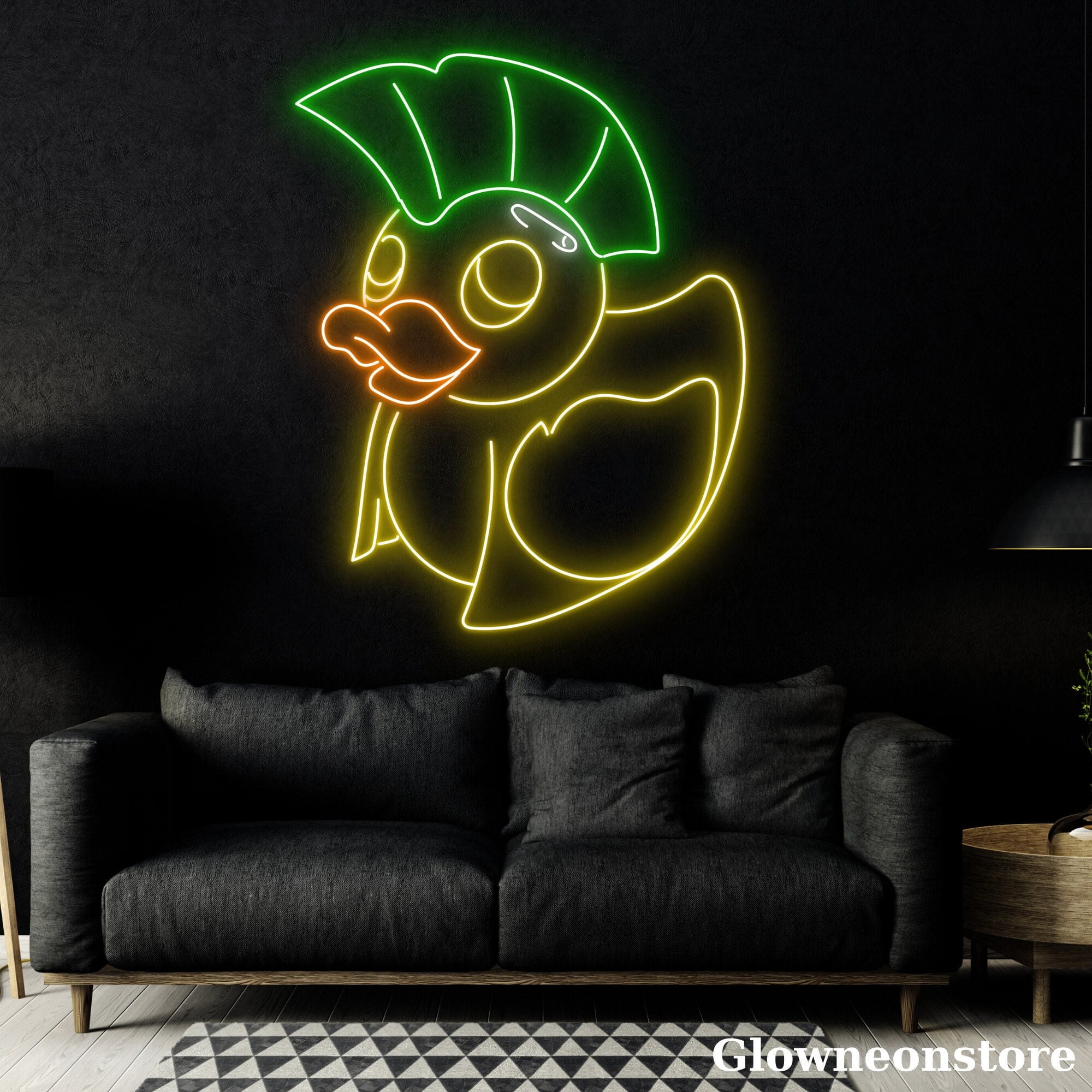 Glowneon Mohawk Rubber Duck Neon Sign, Duck Neon Sign, Animal Neon