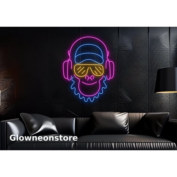 Glowneon Monkey Neon Sign, Monkey Led Light, Monkey Line Art, Monkey Wall Decor, Monkey Art
