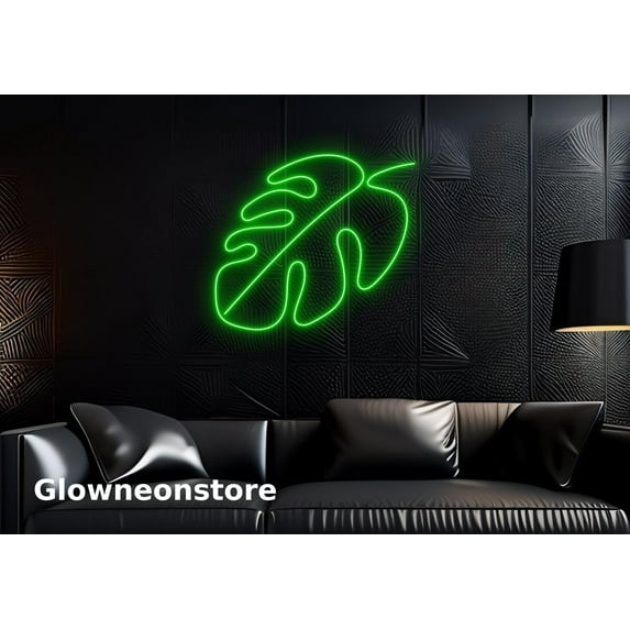 Glowneon Monstera Leaf Neon Sign, Monstera Leaf Led Light, Plant Tree Led Light, Green Leaf Led