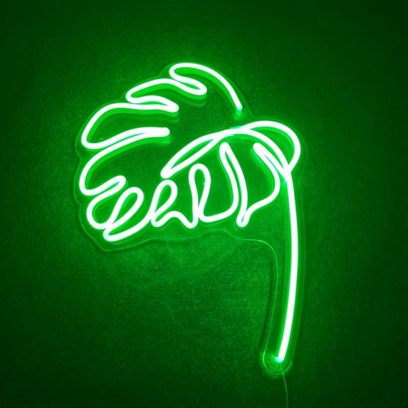 Glowneon Monsteras Leaf Neon Sign, Plant Flower Shop Wall Decor