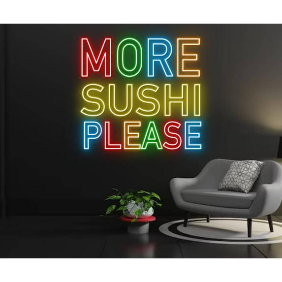 Glowneon More Sushi Please Neon Signs, Japanese Restaurant Decor