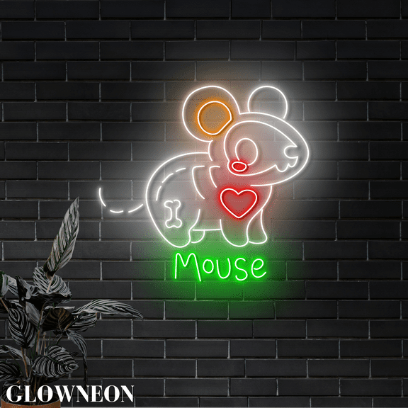 Glowneon Mouse Skeleton Led Sign For Mexican Animal Dead Day Wall Art
