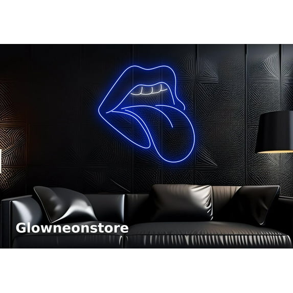 Glowneon Mouth With Tongue Neon Sign, Mouth With Tongue Led Light, Rock and Roll Neon Sign