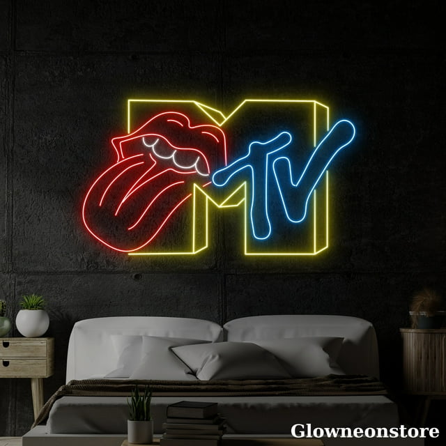 Glowneon Mtv Neon Sign, Mtv Television Led Sign, Sexy Lips Neon Light ...