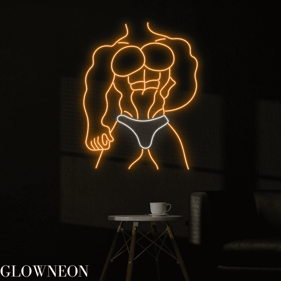 Glowneon Muscle Man Neon Sign, Fitness Room Led Sign, Gift For Him