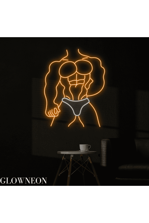 Muscle Man Neon Sign, Fitness Room Led Sign, Gift For Him