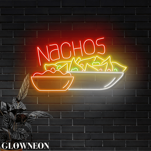 Glowneon Nachos Plate Wall Led Light, Mexican Nachos Restaurant Decor