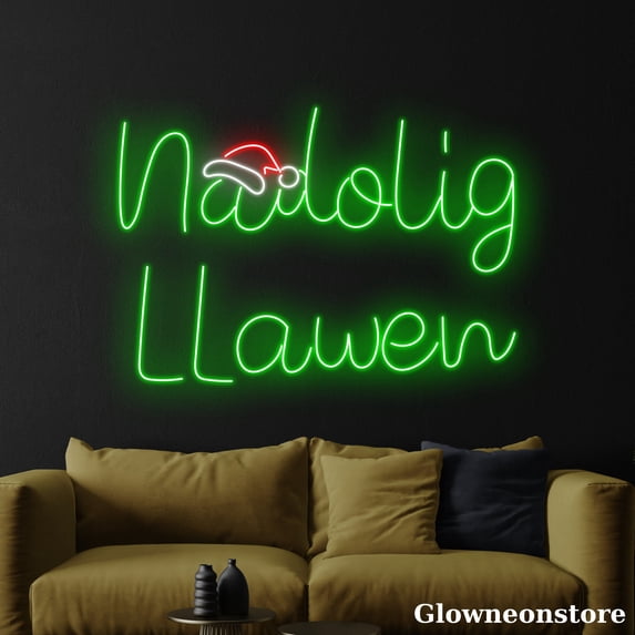 Glowneon Nadolig Llawen Neon Sign, Merry Christmas Led Sign, Welsh Language Wall Art