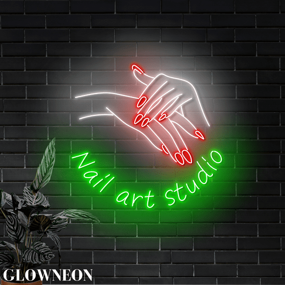 Glowneon Nail Art Studio Wall Led Light, Manicure Nail Salon Wall Art