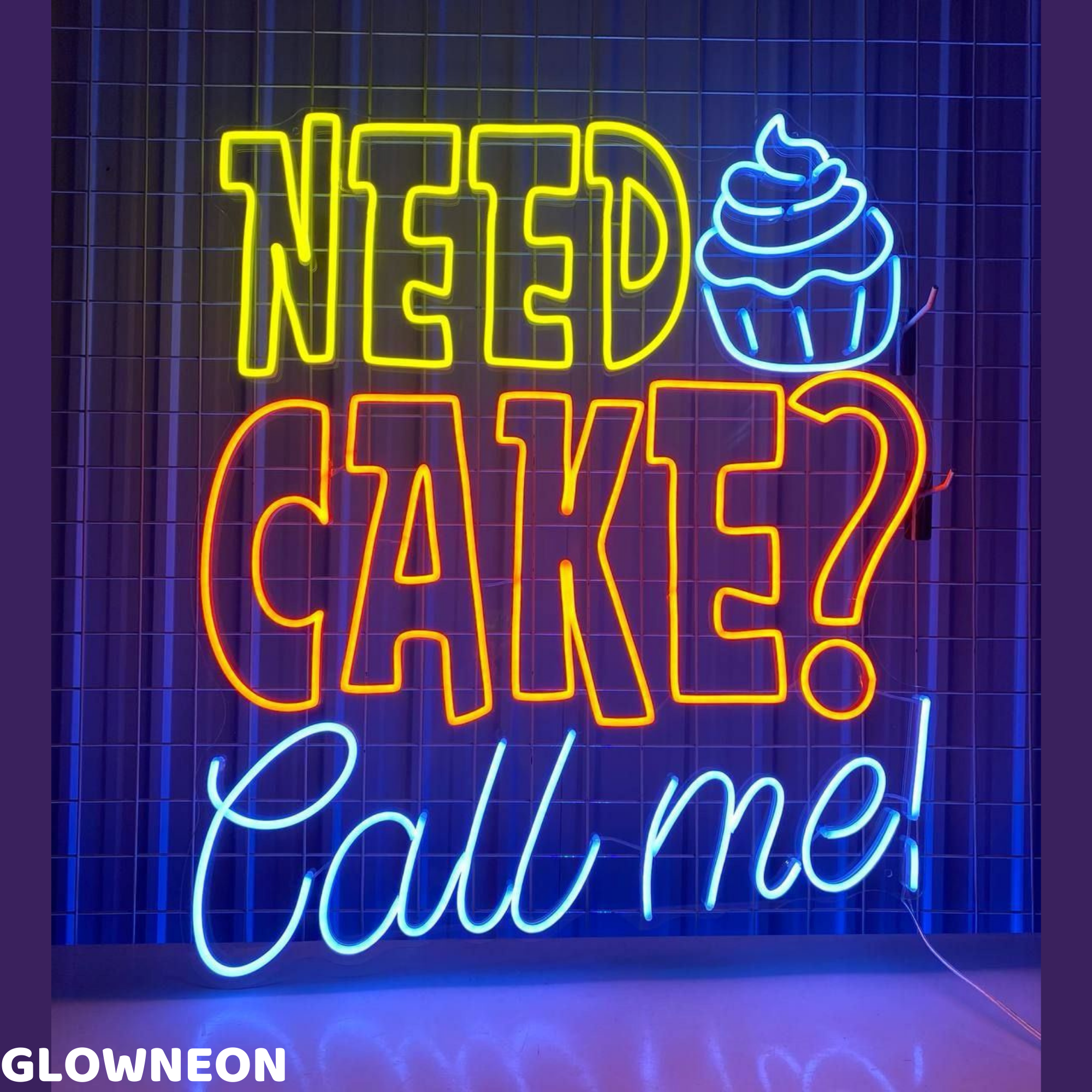 Glowneon Need Cake Call Me Neon Sign, Cupcake Led Sign, Bakery Decor ...