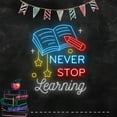 thumbnail image 1 of Glowneon Never Stop Learning Neon Sign, Class Room Quote Wall Decor, 1 of 4