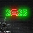 Glowneon New Year 2025 Car Led Wall Art, New Year Car Garage Led Sign