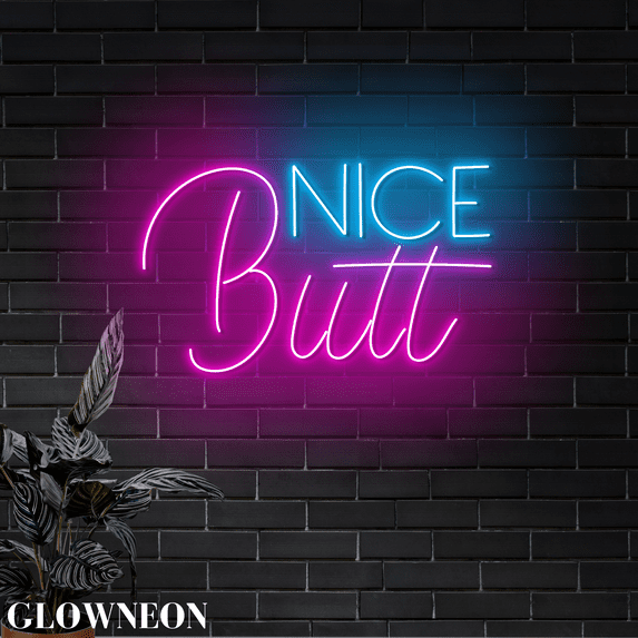 Glowneon Nice Butt Neon Light For Toilet Wall Art, Funny Toilet Decor