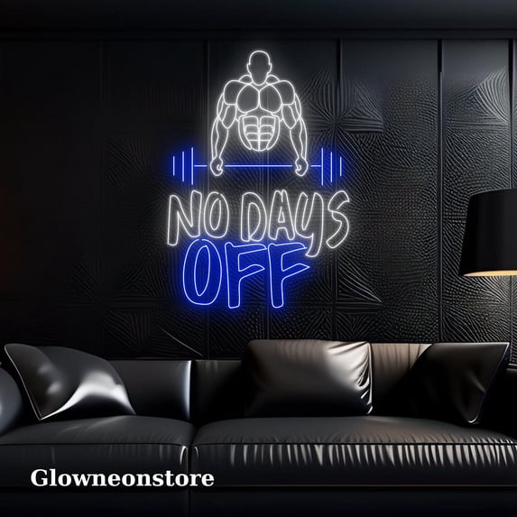 Glowneon No Days Off Neon Sign, No Days Off Led Sign, No Days Off Gymer Led Light