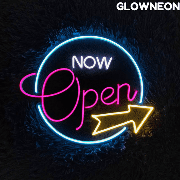 Glowneon Now Open Neon Sign, Open Logo Led Sign, Business Wall Decor