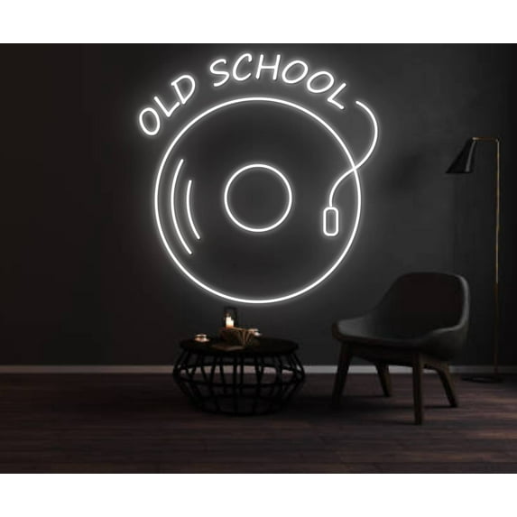 Glowneon Old School Retro Vinil Neon Sign, Retro Home Room Decor