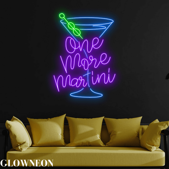 Glowneon One More Martini Led Light Decor, Martini Cocktail Bar Neon
