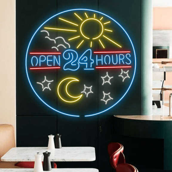 Glowneon Open 24h Neon Sign, Bar Pub Convenient Store Wall Decor