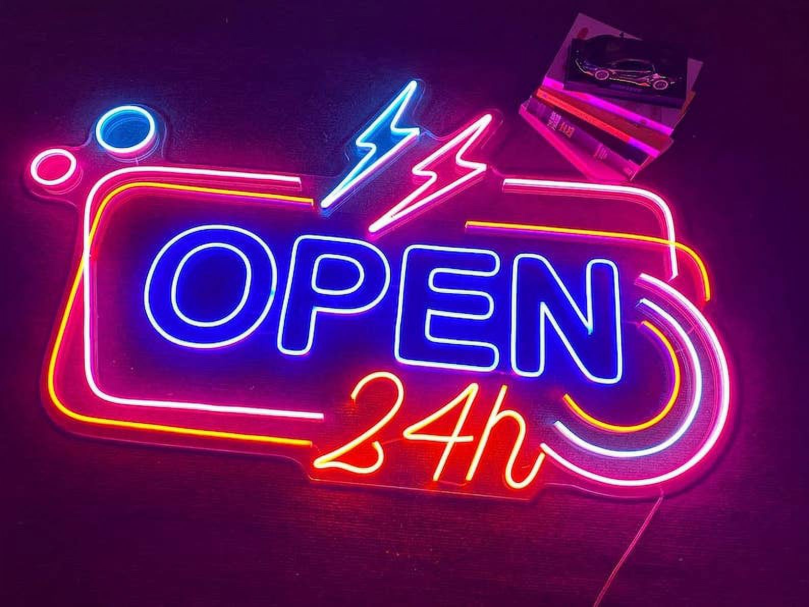 Glowneon Open 24h Neon Signs, Open Sign, Led Lights